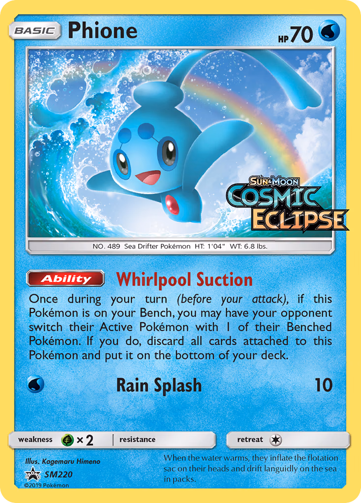 Phione Pokemon card (SM220, SM Black Star Promos)