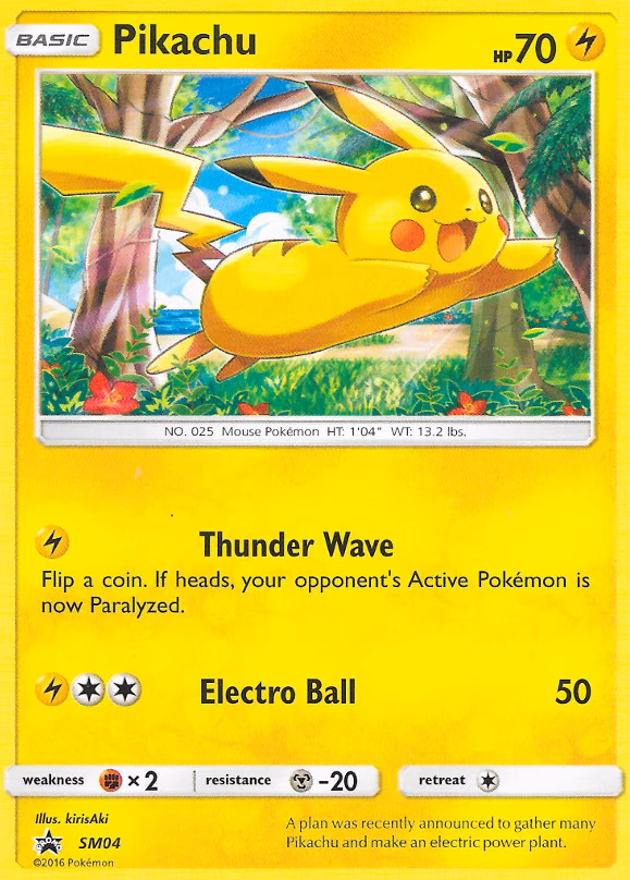 Pikachu Pokemon card (SM04, SM Black Star Promos)