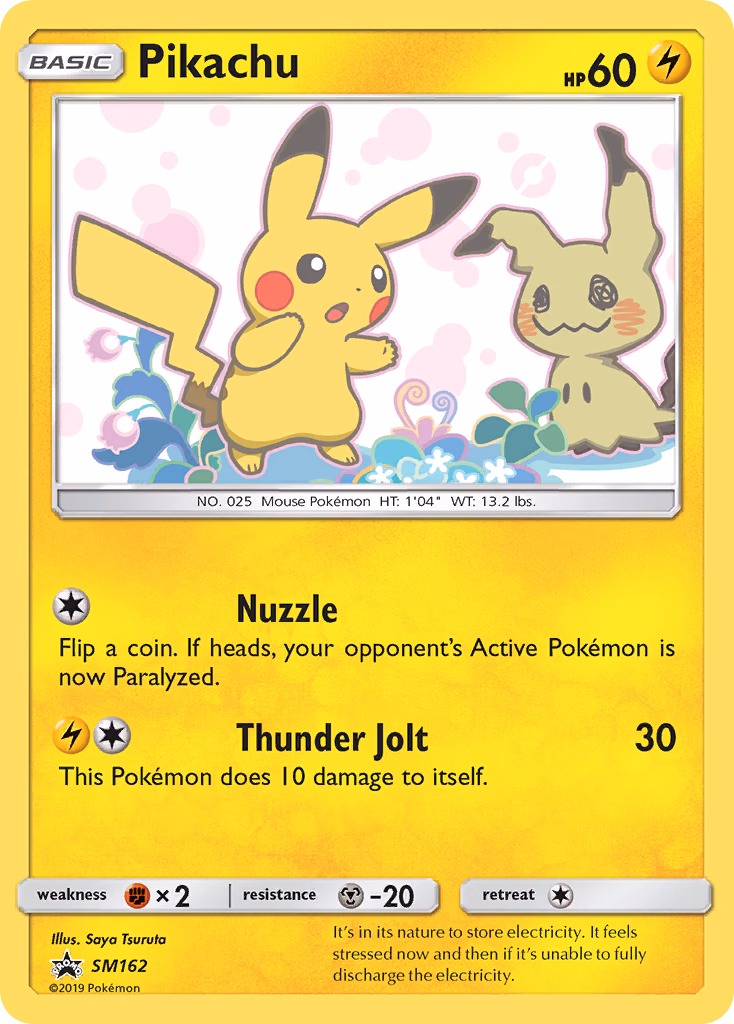 Pikachu Pokemon card (SM162, SM Black Star Promos)