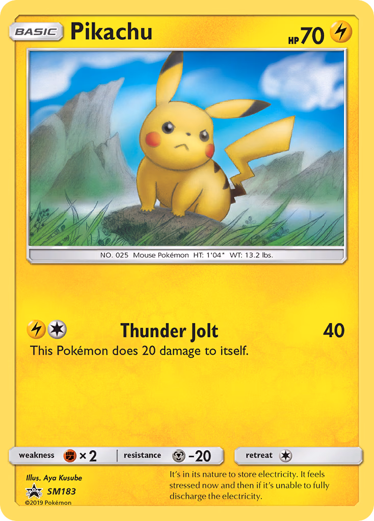 Pikachu Pokemon card (SM183, SM Black Star Promos)