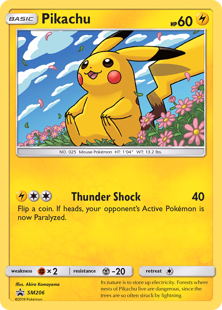 Pikachu Pokemon card (SM206, SM Black Star Promos)