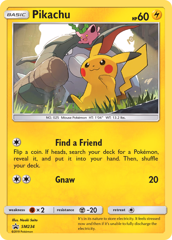 Pikachu Pokemon card (SM234, SM Black Star Promos)