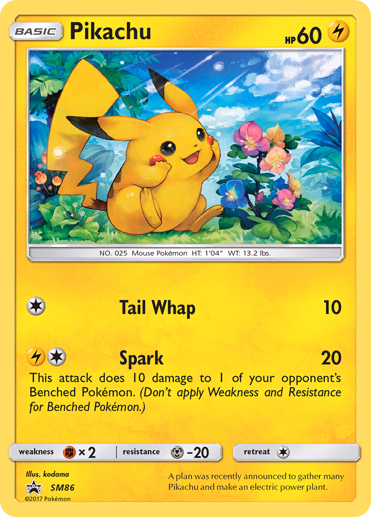 Pikachu Pokemon card (SM86, SM Black Star Promos)