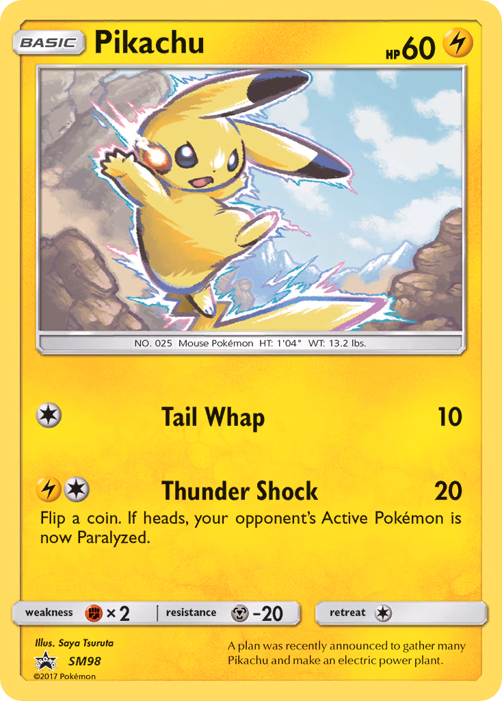 Pikachu Pokemon card (SM98, SM Black Star Promos)