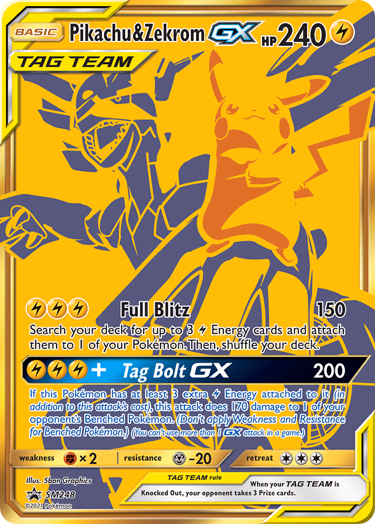Pikachu & Zekrom-GX Pokemon card (SM248, SM Black Star Promos)