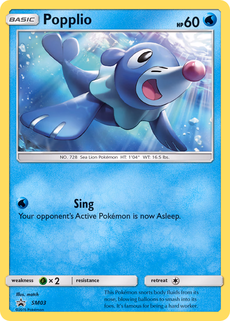 Popplio Pokemon card (SM03, SM Black Star Promos)
