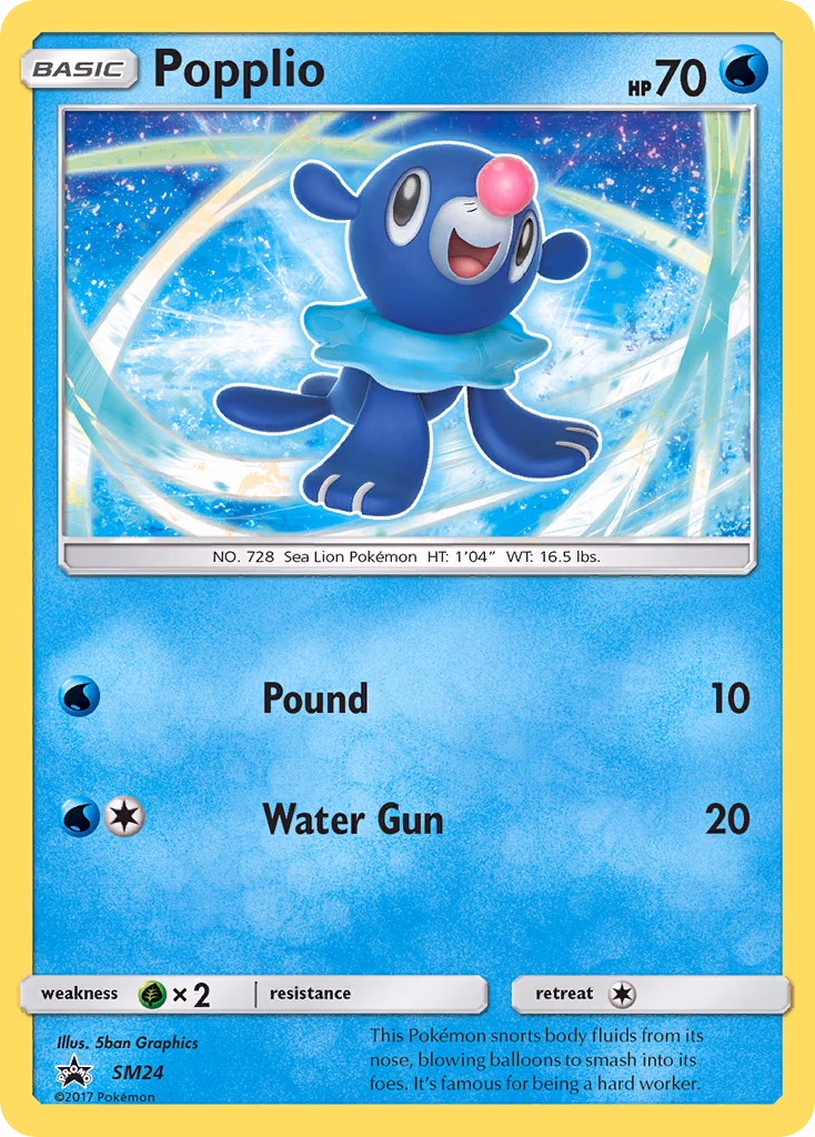 Popplio Pokemon card (SM24, SM Black Star Promos)
