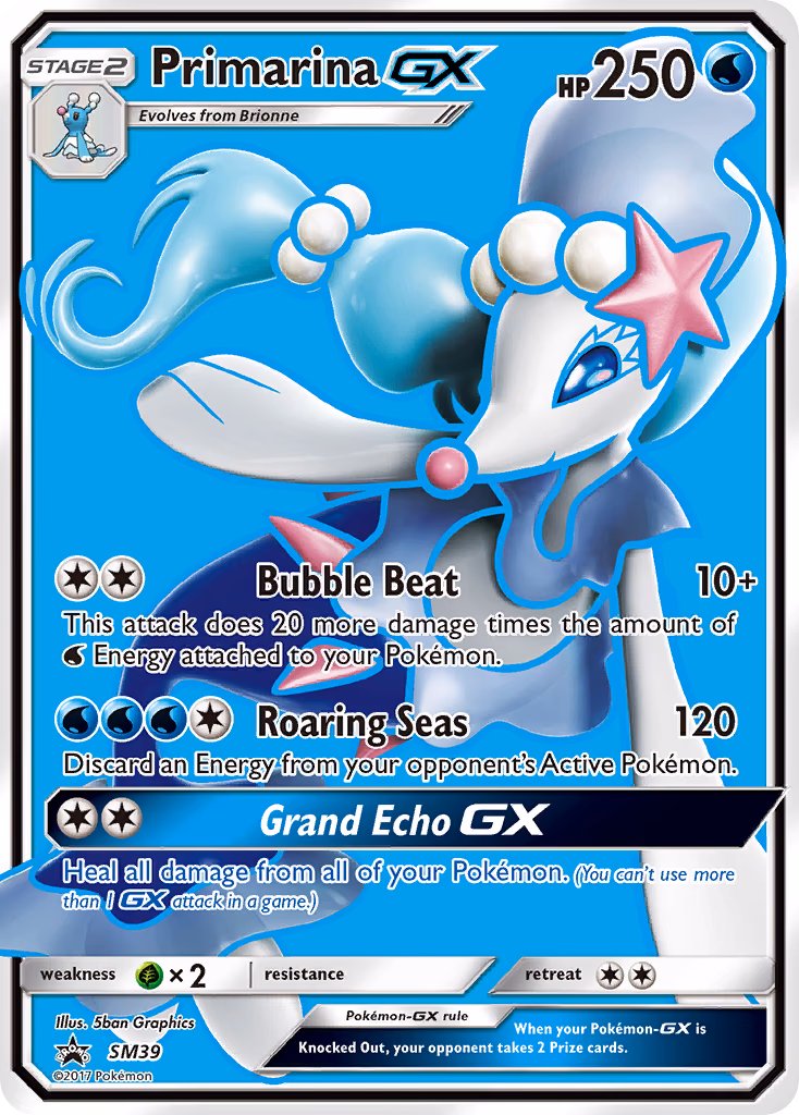Primarina-GX Pokemon card (SM39, SM Black Star Promos)