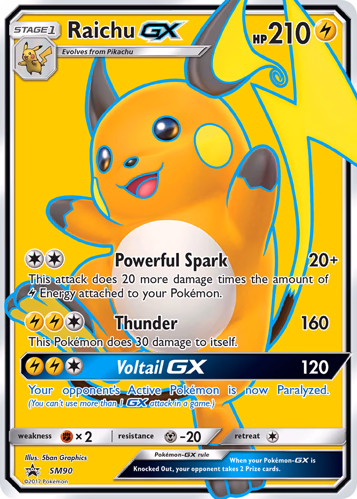 Raichu-GX Pokemon card (SM90, SM Black Star Promos)