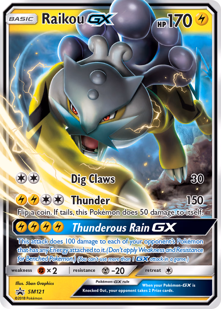 Raikou-GX Pokemon card (SM121, SM Black Star Promos)