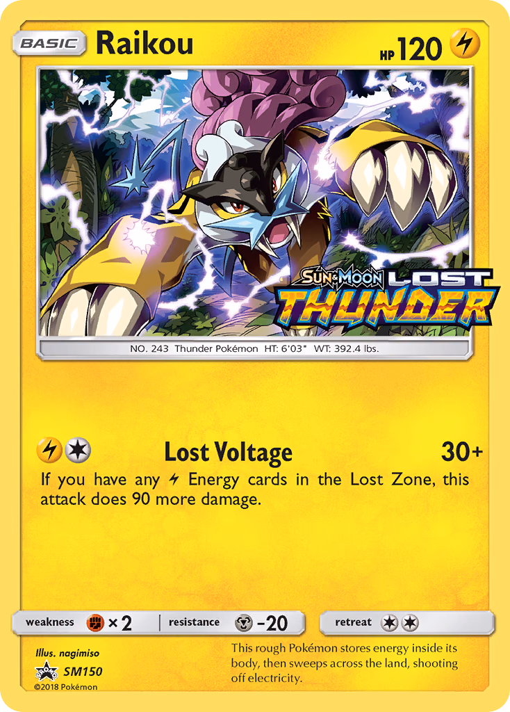Raikou Pokemon card (SM150, SM Black Star Promos)
