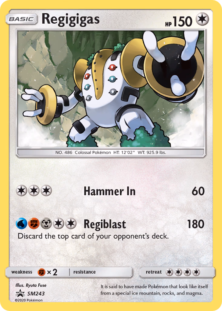 Regigigas Pokemon card (SM243, SM Black Star Promos)