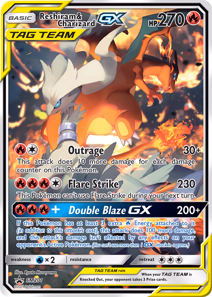 Reshiram & Charizard-GX Pokemon card (SM201, SM Black Star Promos)