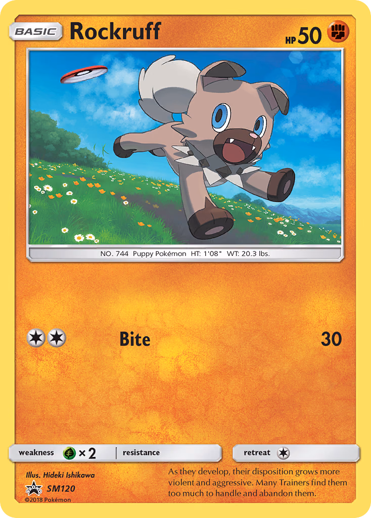 Rockruff Pokemon card (SM120, SM Black Star Promos)