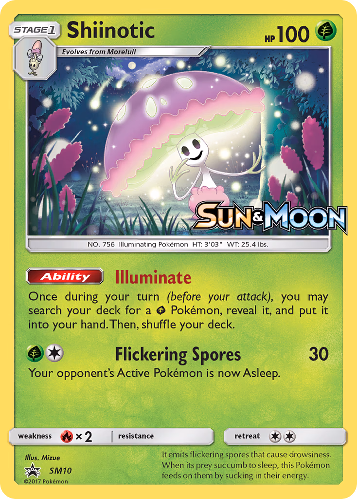 Shiinotic Pokemon card (SM10, SM Black Star Promos)