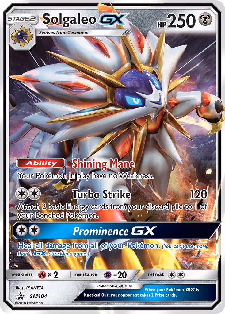 Solgaleo-GX Pokemon card (SM104, SM Black Star Promos)
