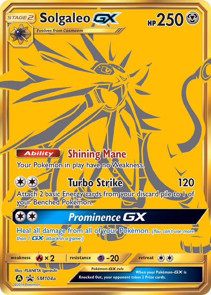 Solgaleo-GX Pokemon card (SM104a, SM Black Star Promos)