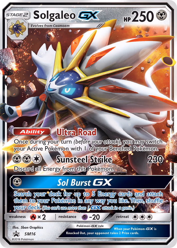 Solgaleo-GX Pokemon card (SM16, SM Black Star Promos)