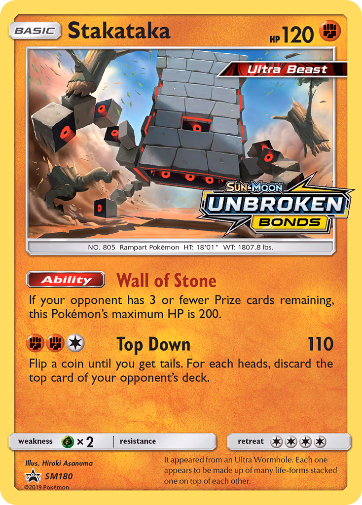Stakataka Pokemon card (SM180, SM Black Star Promos)
