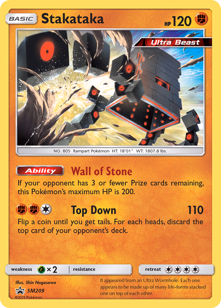 Stakataka Pokemon card (SM209, SM Black Star Promos)