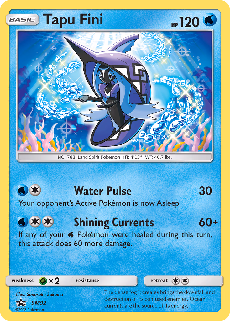Tapu Fini Pokemon card (SM92, SM Black Star Promos)