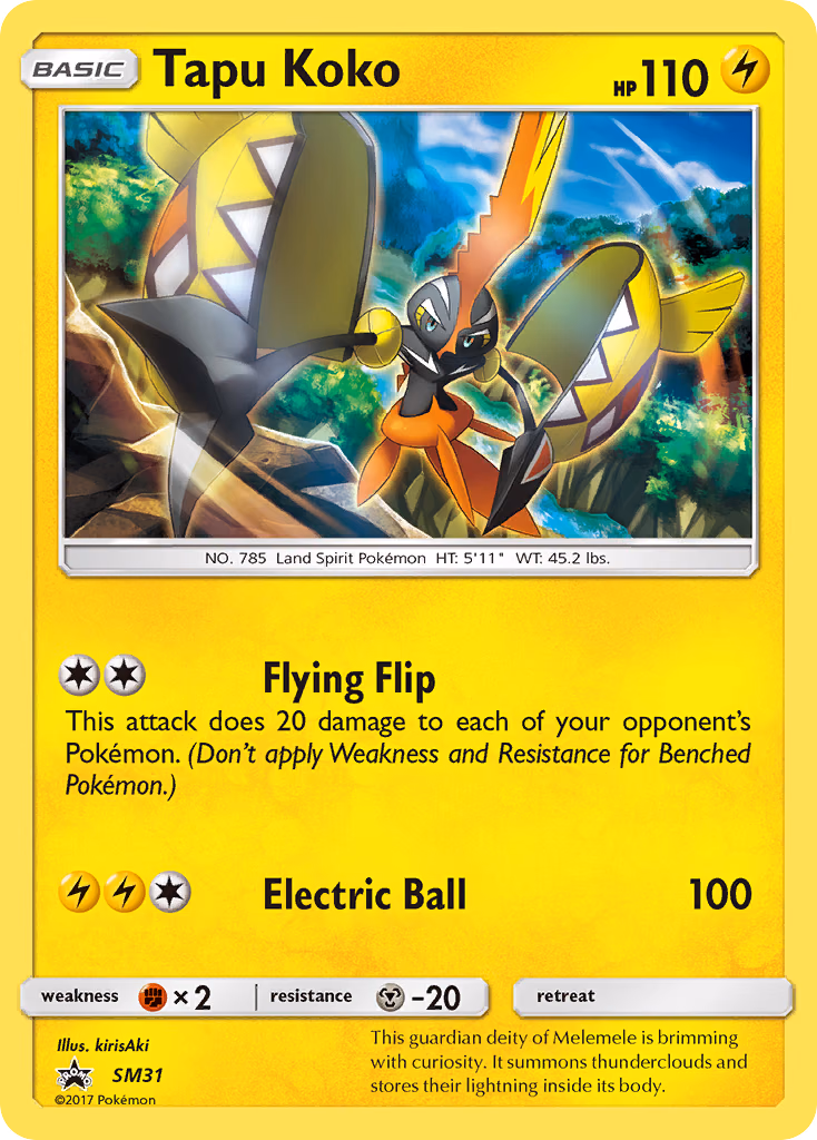 Tapu Koko Pokemon card (SM31, SM Black Star Promos)