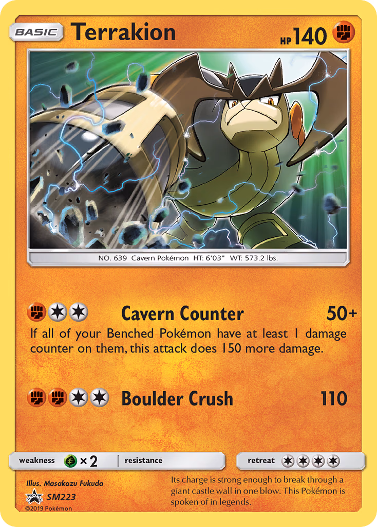 Terrakion Pokemon card (SM223, SM Black Star Promos)