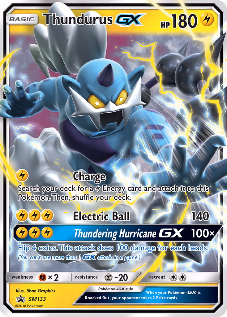 Thundurus-GX Pokemon card (SM133, SM Black Star Promos)