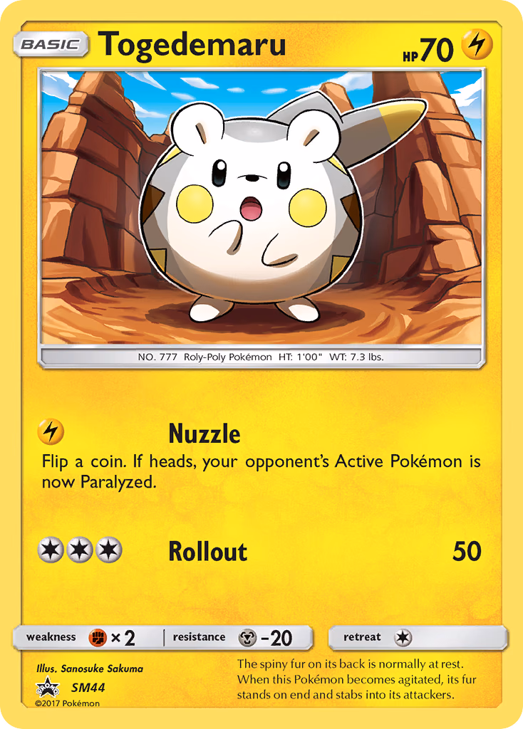 Togedemaru Pokemon card (SM44, SM Black Star Promos)