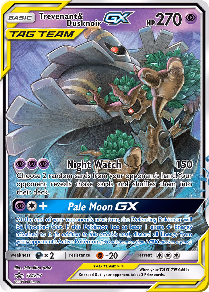 Trevenant & Dusknoir-GX Pokemon card (SM217, SM Black Star Promos)