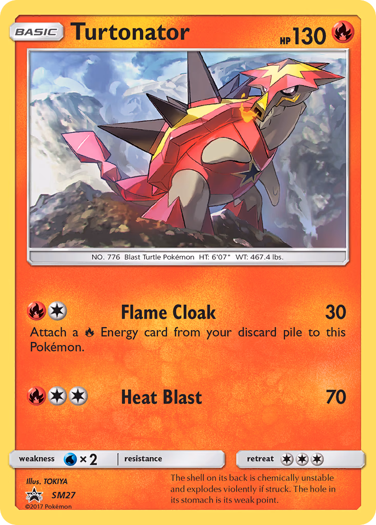 Turtonator Pokemon card (SM27, SM Black Star Promos)