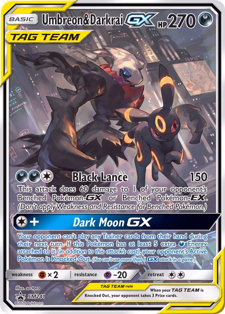 Umbreon & Darkrai-GX Pokemon card (SM241, SM Black Star Promos)