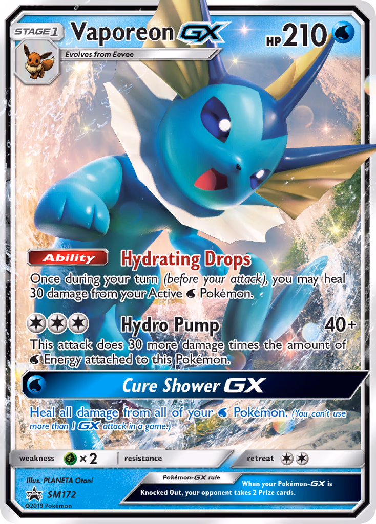 Vaporeon-GX Pokemon card (SM172, SM Black Star Promos)