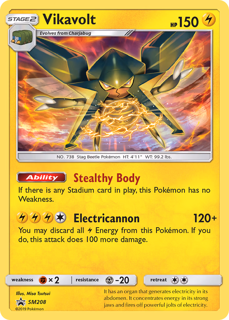 Vikavolt Pokemon card (SM208, SM Black Star Promos)