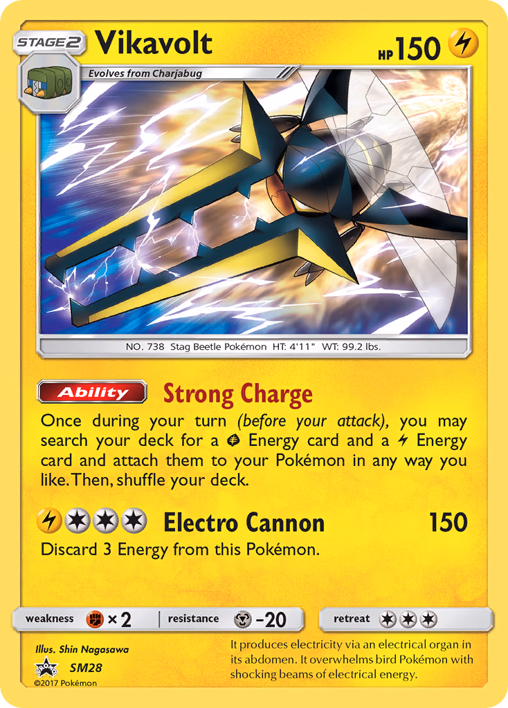 Vikavolt Pokemon card (SM28, SM Black Star Promos)