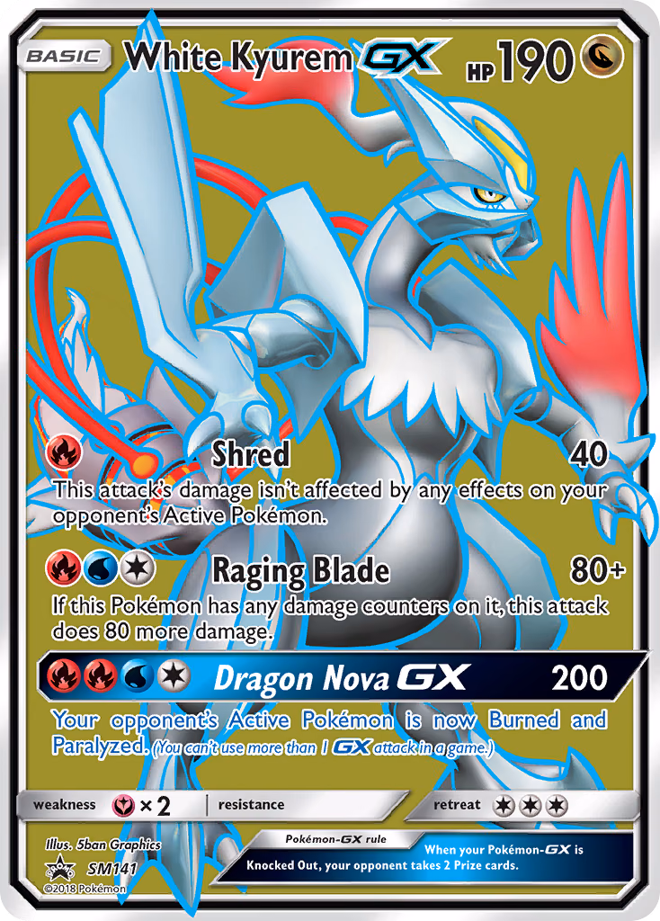 White Kyurem-GX Pokemon card (SM141, SM Black Star Promos)