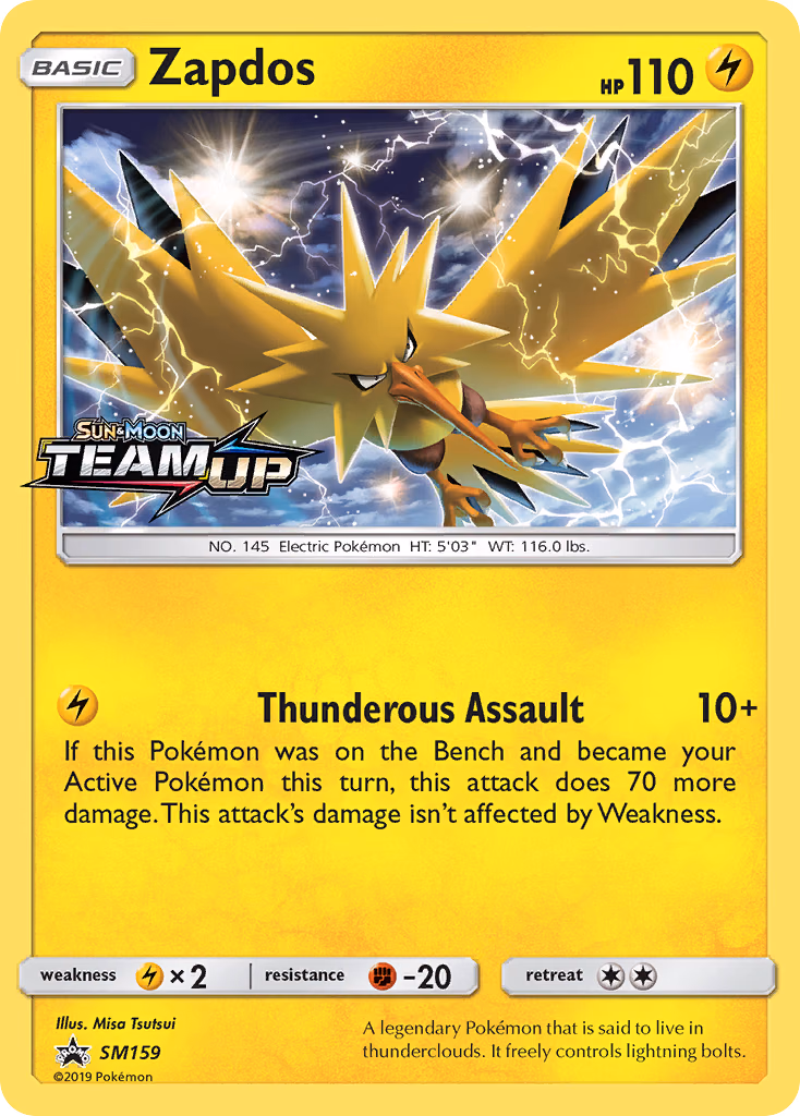Zapdos Pokemon card (SM159, SM Black Star Promos)