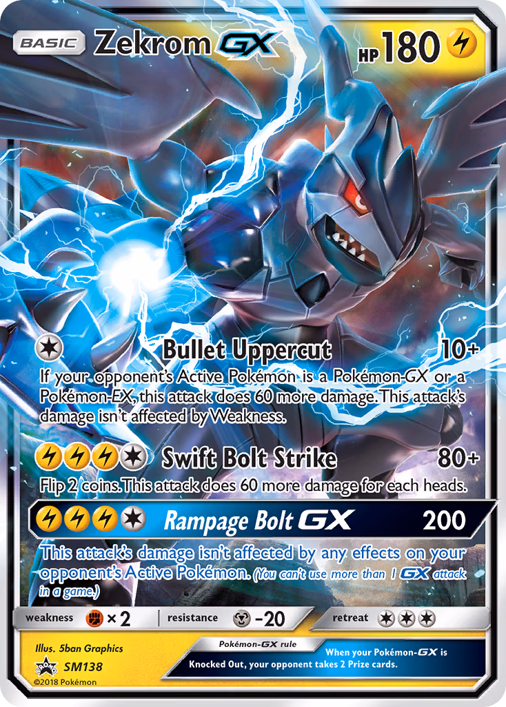 Zekrom-GX Pokemon card (SM138, SM Black Star Promos)