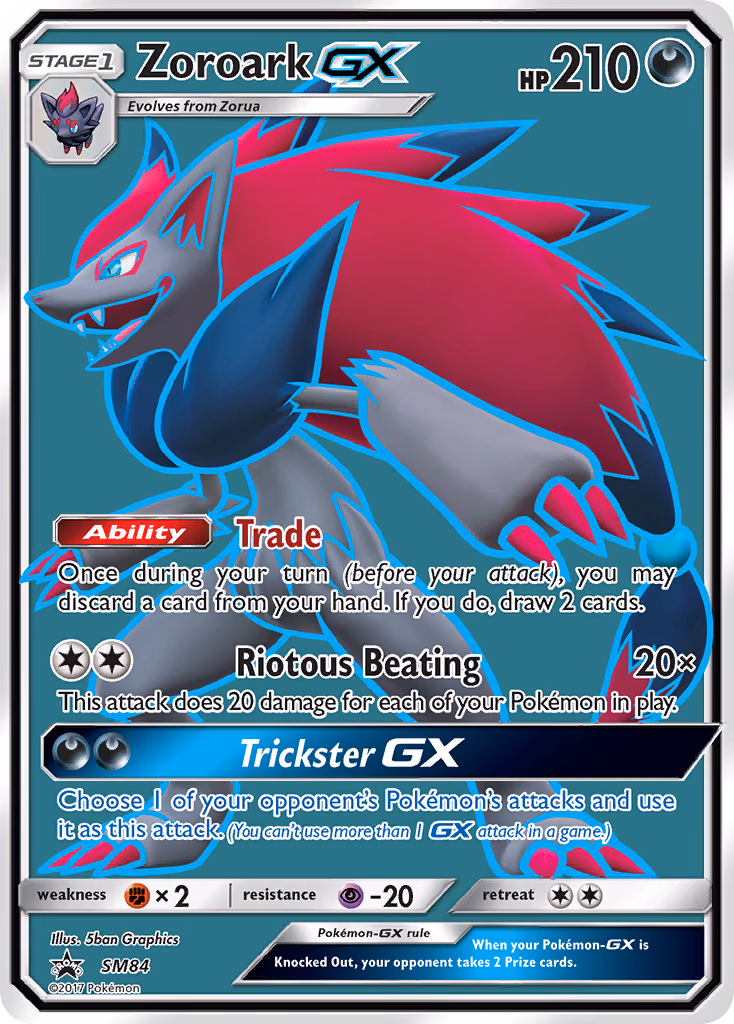 Zoroark-GX Pokemon card (SM84, SM Black Star Promos)
