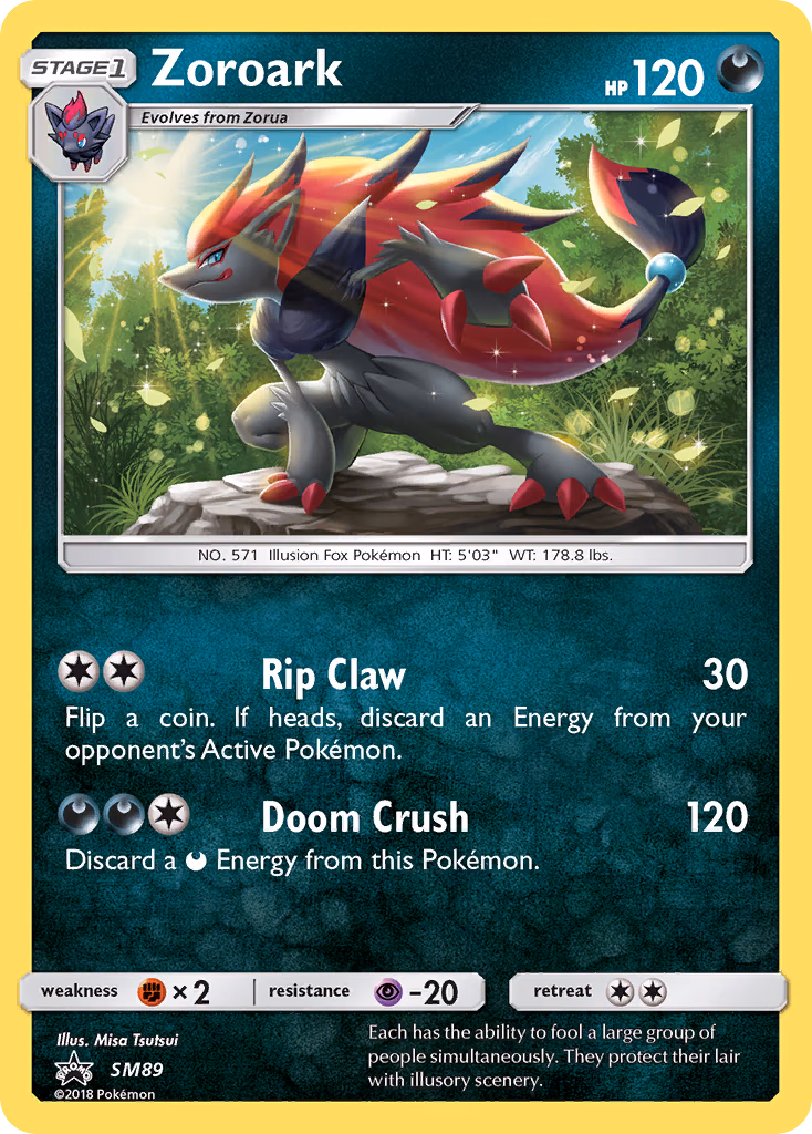 Zoroark Pokemon card (SM89, SM Black Star Promos)