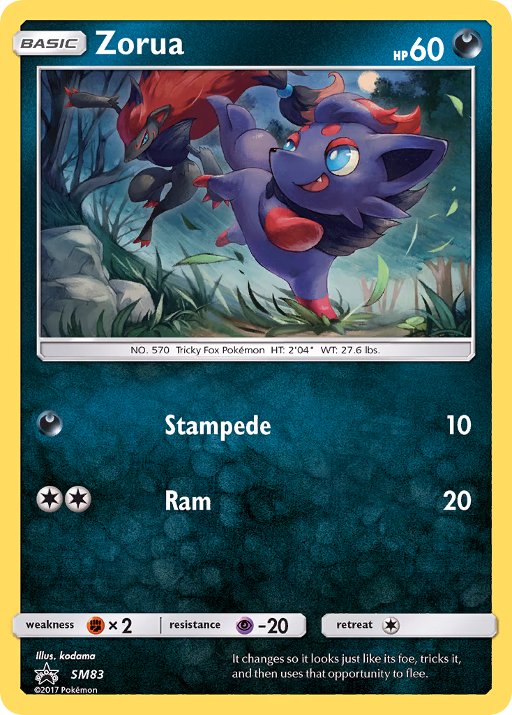 Zorua Pokemon card (SM83, SM Black Star Promos)