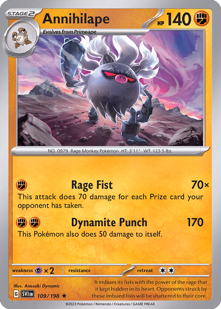 Annihilape Pokemon card (109/198, Scarlet & Violet)