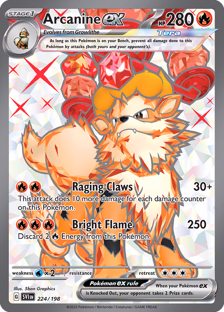 Arcanine ex Pokemon card (224/198, Scarlet & Violet)
