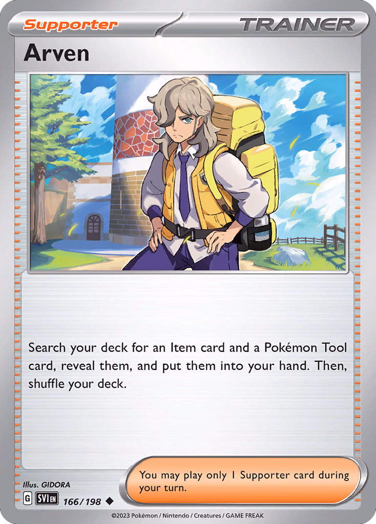 Arven Pokemon card (166/198, Scarlet & Violet)