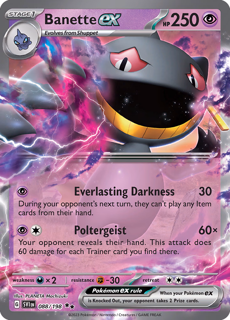 Banette ex Pokemon card (088/198, Scarlet & Violet)