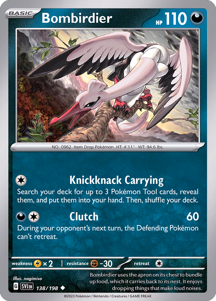 Bombirdier Pokemon card (138/198, Scarlet & Violet)