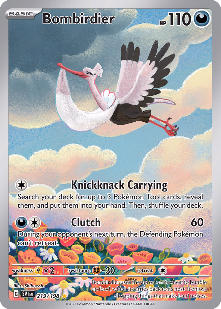 Bombirdier Pokemon card (219/198, Scarlet & Violet)
