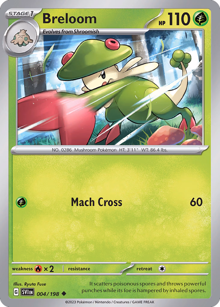 Breloom Pokemon card (004/198, Scarlet & Violet)