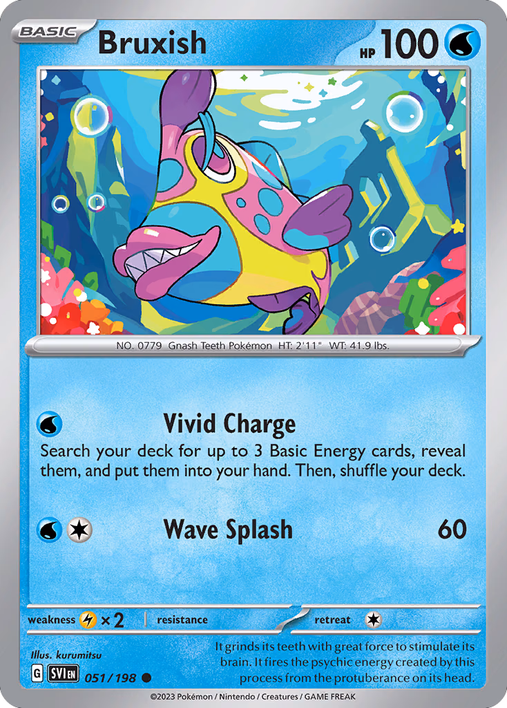 Bruxish Pokemon card (051/198, Scarlet & Violet)