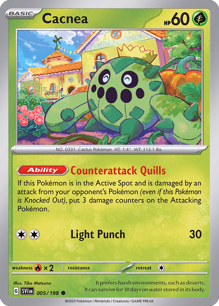 Cacnea Pokemon card (005/198, Scarlet & Violet)